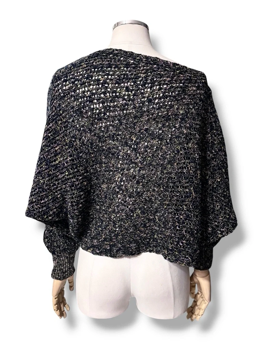 FREE PEOPLE Linen Blend Confetti Knit Boat Neck Off-The-Shoulder Crop Sweater
